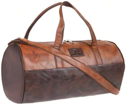Fur Jaden Tan Leatherette Gym Bag for Men Women Boys Girls Travel Duffle Weekender Bag 23L