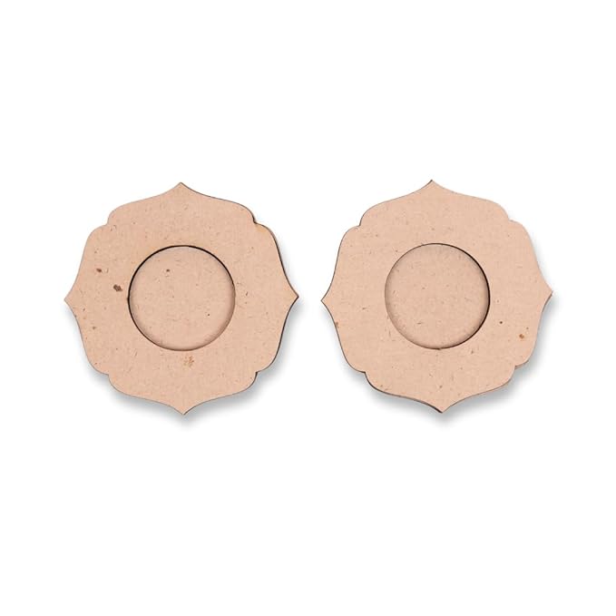 Hobby India 10 Pieces Mdf Wooden Tealight Candle Holder for Home and Office Decoration