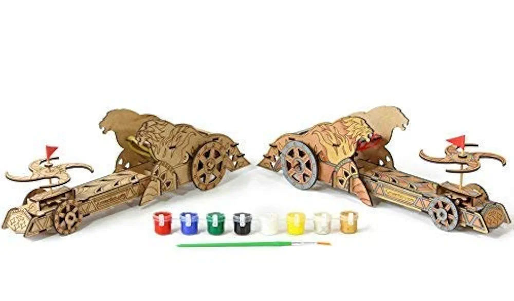 Funvention Da Vinci Chariot DIY Wooden Mechanical Model Science Educational Toy - STEM Learning Kit for Kids 3D Puzzle