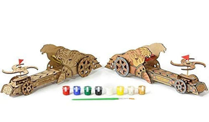 Funvention Da Vinci Chariot DIY Wooden Mechanical Model Science Educational Toy - STEM Learning Kit for Kids 3D Puzzle