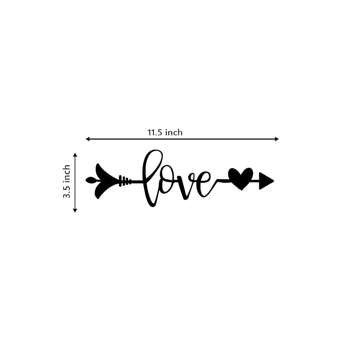 Ecraftindia Love Arrow Through Heart Black Engineered Wood Cutout Wall Art Decor