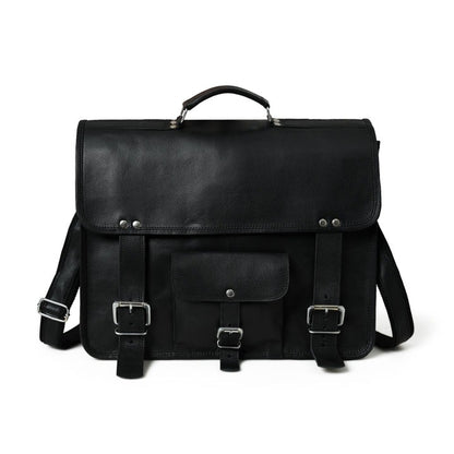 Craftshades – 11*15″ Single Pocket Handcrafted Messenger Goat Leather Bag – Black Color | 100% Genuine Leather