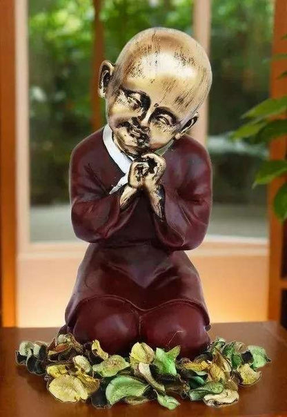 Thinking Baby Monk Buddha Showpiece with Fragrance Petals