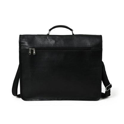 Craftshades – 11*15″ Single Pocket Handcrafted Messenger Goat Leather Bag – Black Color | 100% Genuine Leather