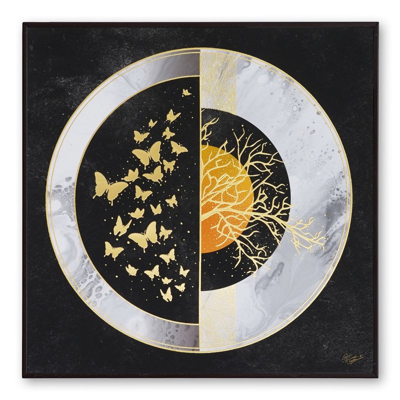 Golden Embossed Wall Painting For Home Decoration , Paintings for Living Room , Modern Art Wall Pinting, For Home Decor (12X12 INCH)