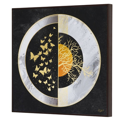 Golden Embossed Wall Painting For Home Decoration , Paintings for Living Room , Modern Art Wall Pinting, For Home Decor (12X12 INCH)