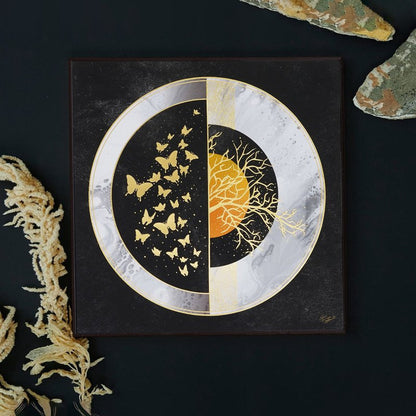 Golden Embossed Wall Painting For Home Decoration , Paintings for Living Room , Modern Art Wall Pinting, For Home Decor (12X12 INCH)