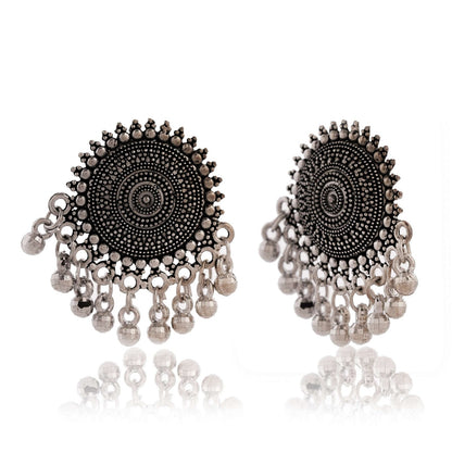 Earrings for Women Traditional Silver AZ838-OXidised Jhumka Set | German Silver Chand Baliyan & Jhumkas Earrings | Birthday & Anniversary Gift -AZ838-OX-ER32