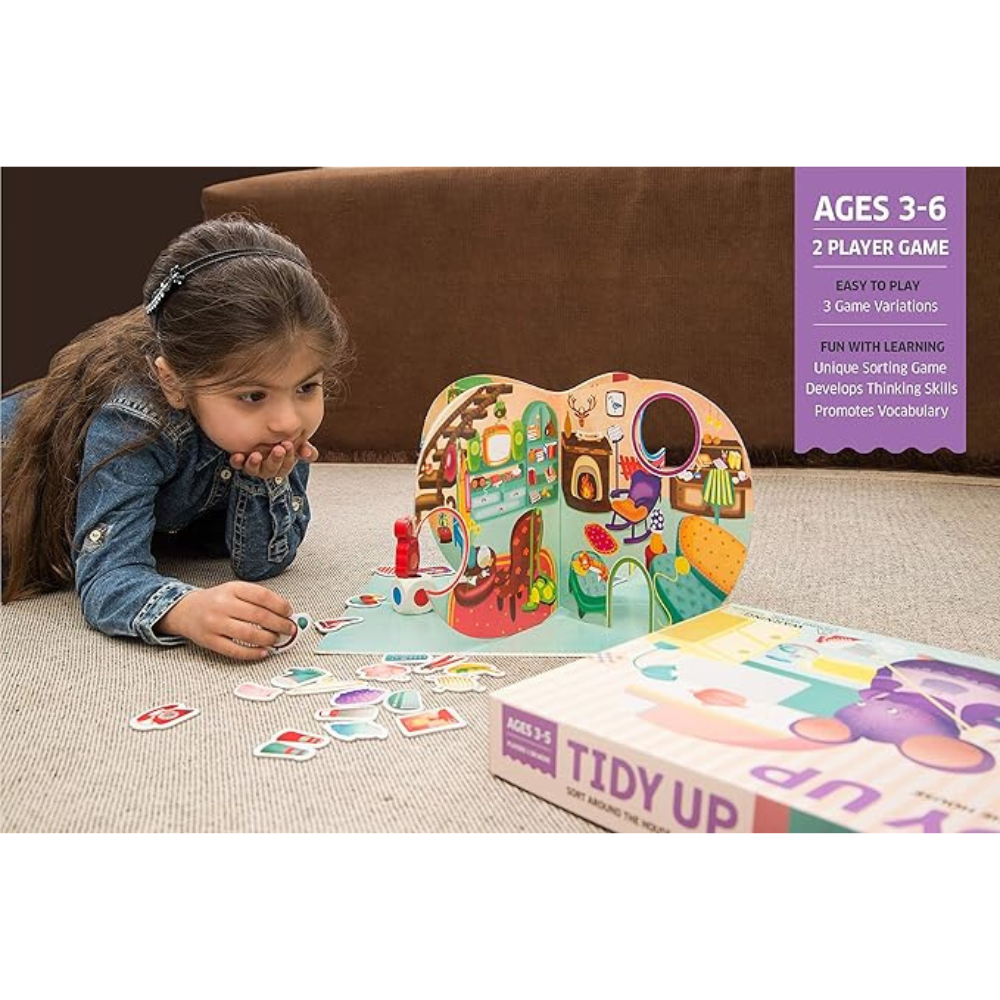 Chalk and Chuckles Tidy Up - Educational Board Game | Sorting Game for Kids | Preschool Learning Toy for Boys and Girls