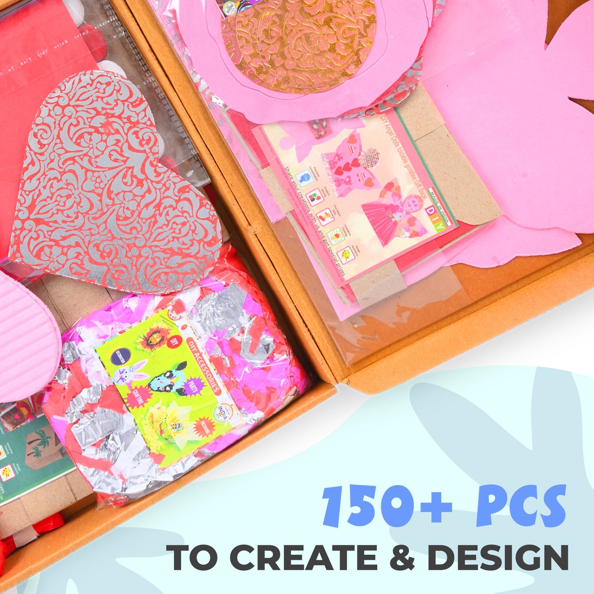 DIY Valentine Pretty Princess Craft Kit - All in 1 bumper pack with over 150 pcs, decorates 1 room or living area
