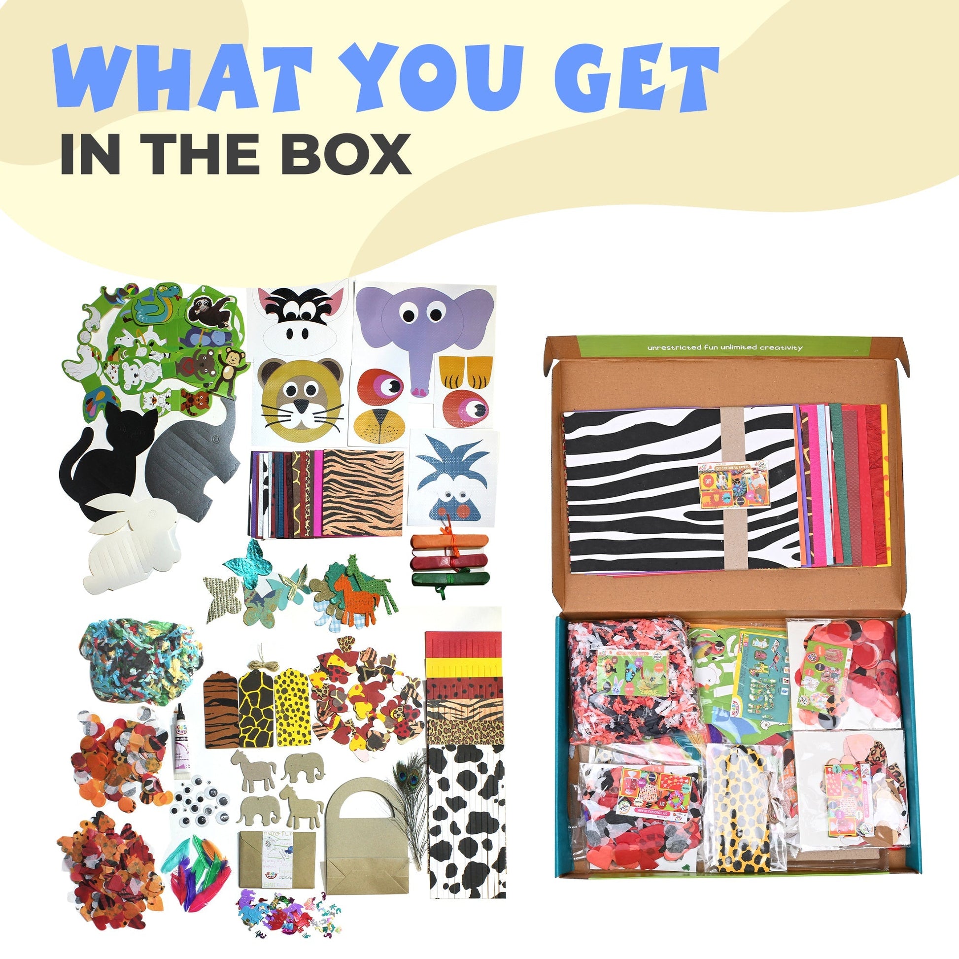DIY SAFARI CRAFTING PACK- ALL IN ONE BUMPER KIT WITH OVER 300 PCS FOR CREATIVE CRAFTS