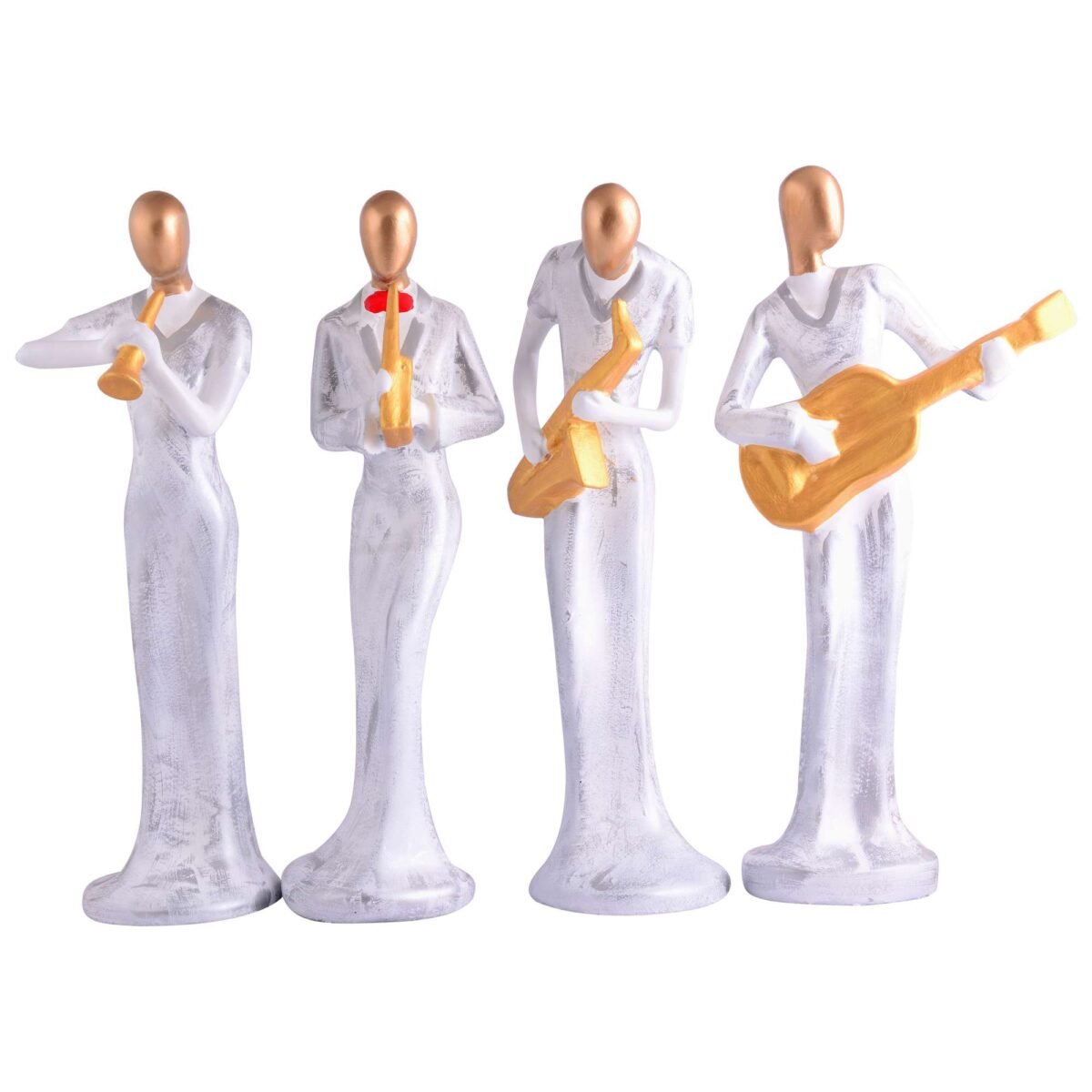 Modern metal musician golden white statue Resin figurine Contemporary art Music decor Metal sculpture, Modern home decor, Musician gift