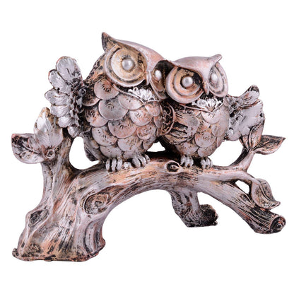 Owl Family Sitting on Tree Decorative Bird Showpieces Statue for Home Decor Living Room Bedroom Wall Shelf Table Top Garden Decoration Items -3