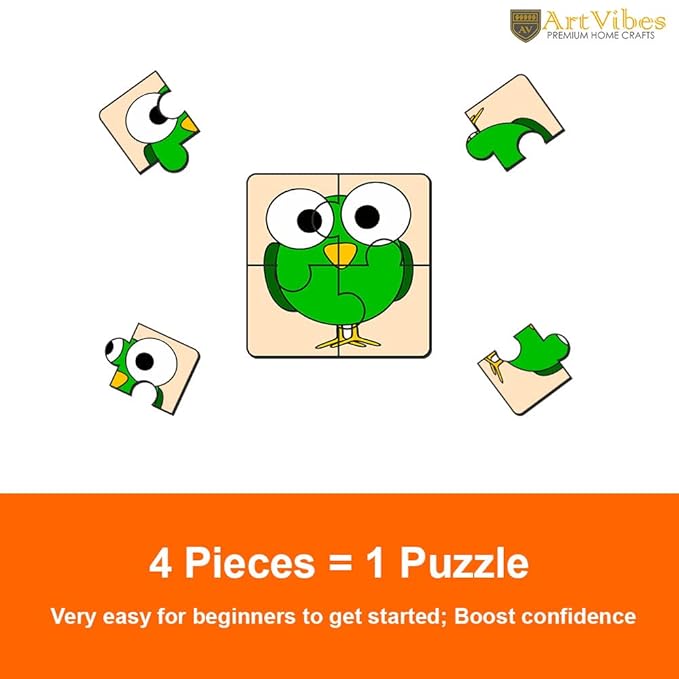 Artvibes Birds Wooden Jigsaw Puzzle Games for Children & Kids Age 2-5 | 4 Pieces Puzzles | Toddler's Wooden Puzzle | Set of 6
