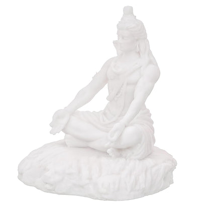 Ecraftindia White Polyresin Lord Shiva Sitting Statue