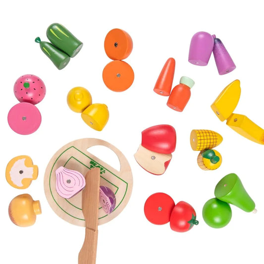 NESTA TOYS - Wooden Vegetable and Fruit Toy Set | Pretend Play Food | Kitchen Set Toy 