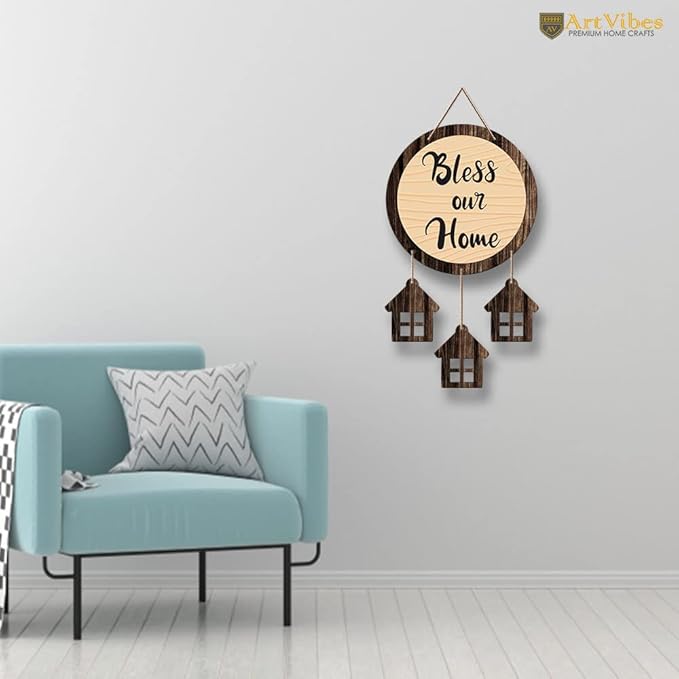 Artvibes Bless Our Home Quotes Wooden Wall Hanging Decorative Items for Home Decor