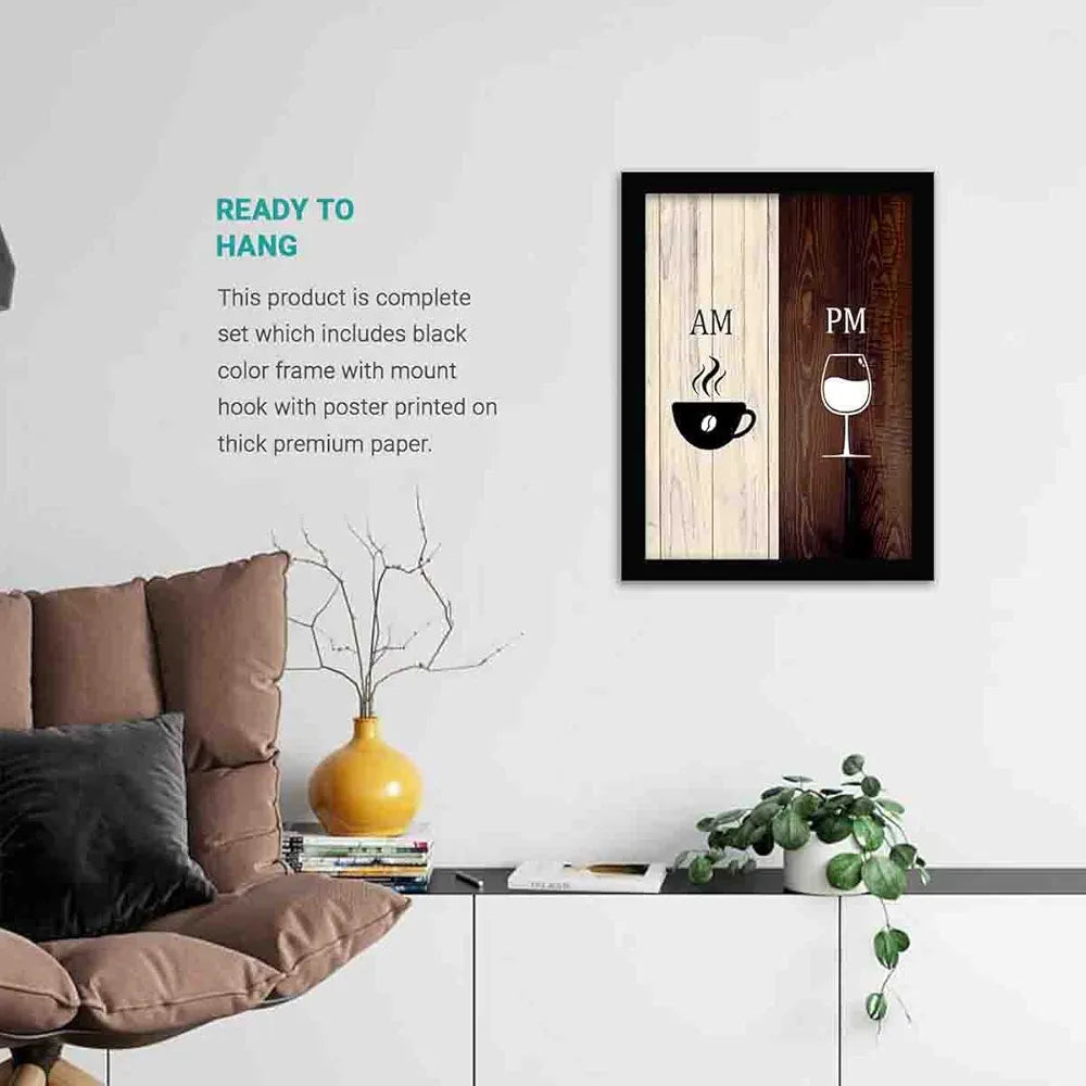 Kotart Engineered Wood AM-PM  Cooking Quotes Kitchen Wall Posters With Frame