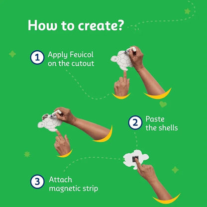 Fevicreate DIY Marine-Themed Fridge Magnet Kit Turtles, Seahorses and starfishes Designs with Art Materials All-in-one Art and Craft kit for Girls and Boys 5+ Years, Pack of 1