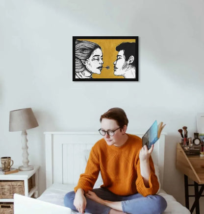 ArtX Paper Pen Art In Love Framed Wall Art Painting Multicolor Abstract Set of 1