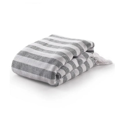Sashaa World Striped Cotton Throw Bedcover Super Soft & Breathable Throw Blanket (Black/White)