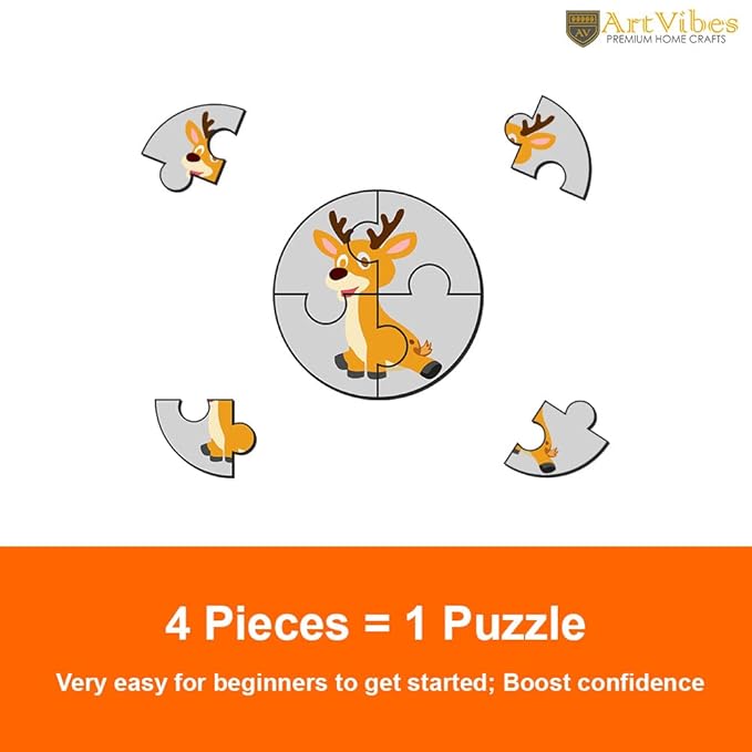 Artvibes Cute Animals Premium Wooden Puzzles for Kids Age 2-5 | 4 Piece Puzzles | Toddlers Wooden Puzzle | Set of 6