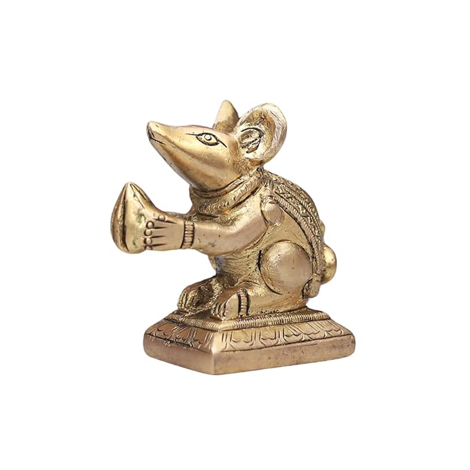 The Advitya Handcrafted Rat/ Mouse Idol With Modak/ Chuha Mushak Vahan of Ganesh/ Ganesha With Ladoo