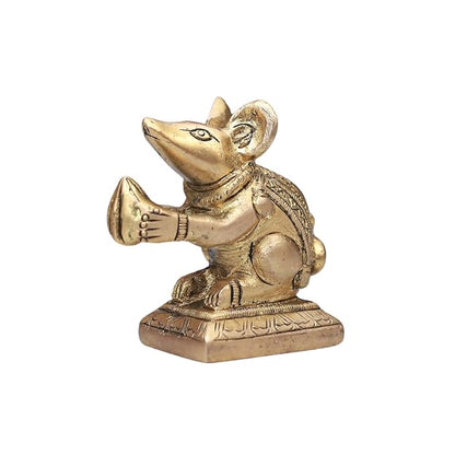 The Advitya Handcrafted Rat/ Mouse Idol With Modak/ Chuha Mushak Vahan of Ganesh/ Ganesha With Ladoo