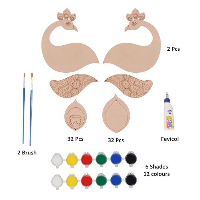 Hobby India Peacock Feather Rangoli Kit for Kids & Adults | Diy Art & Craft Kit for Home Decor | Festive Decorations