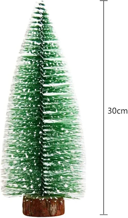 Satyam Kraft 1 Pcs Artificial Mini Christmas Tree Miniature Table Decor Pine Tree with Wooden Base