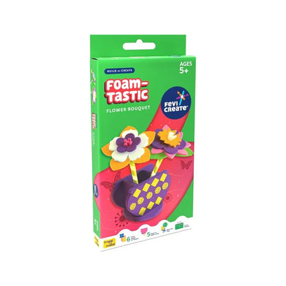 Fevicreate Build-n-Create Foam-Tastic Flower Bouquet Kit | Flower Making | Foam Craft | Develop Fine Motor Skills | Travel Friendly | Screen-Free Play | Gifting | Ages 5 +