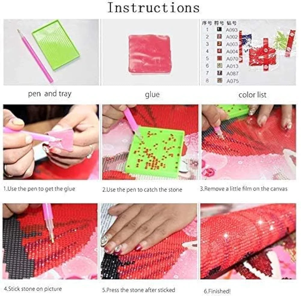 TREXEE DIY 5D Diamond Painting Kits, Full Drill Rhinestone Embroidery Cross Stitch Pictures Arts Craft for Home Wall Decor, Peach Blossom Bridge 
