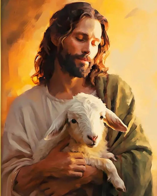 TULIP N TURTLE "The Good Shepherd DIY Acrylic Paint by Number Kit for Adults Beginner Canvas Painting by Number Acrylic Painting. Wall Decoration DIY Painting Kit for Adults