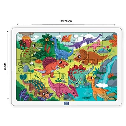 Mini Leaves Dinosaurs Wooden Jigsaw Puzzle 40 Pieces With Tray for Kids 3+ Years | Learning, Knowledge Cards