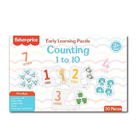 Fisher-Price 20 Pieces Early Learning Self-Correcting Number & Learn to Count Puzzle Counting 1 to 10 for Kids
