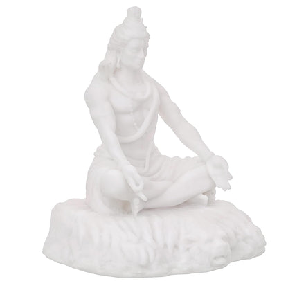Ecraftindia White Polyresin Lord Shiva Sitting Statue