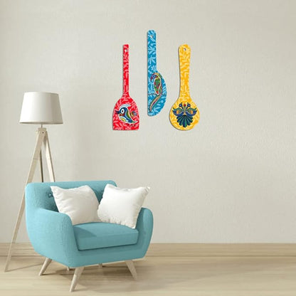 Artvibes Birds Wooden Wall Hanger for Home | Set of 3