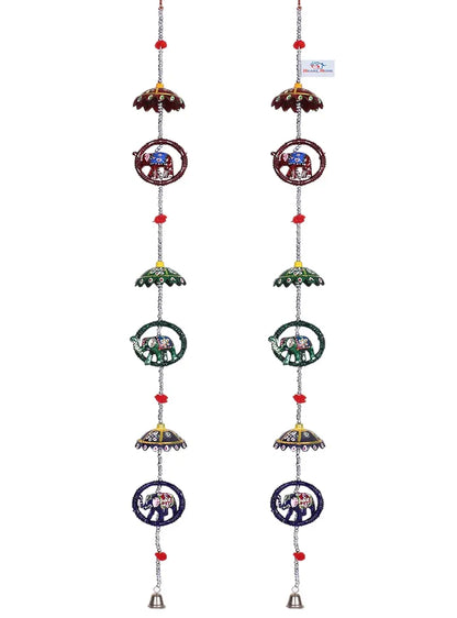 Heart Home Umbrella Shape Door Hanging Windchimes Pairs 3 Paper Mache & 3 Elephants
