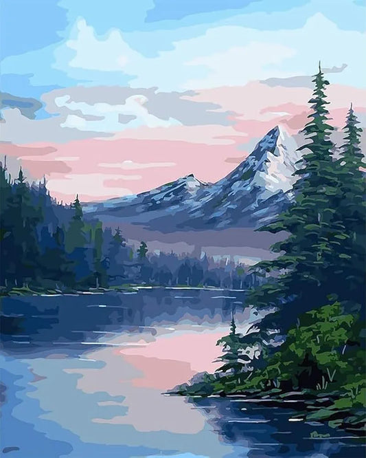 TREXEE Mountain Lake Paint by Number for Kids & Adults & Beginner, Paint by Numbers Kit for Kids and Adults Beginner, DIY Acrylic Painting by Numbers Kit on Canvas, Number Painting kit DIY Canvas Painting by Numbers DIY Painting kit for Adults DIY Oil Painting Gift Kits for Home Decoration  