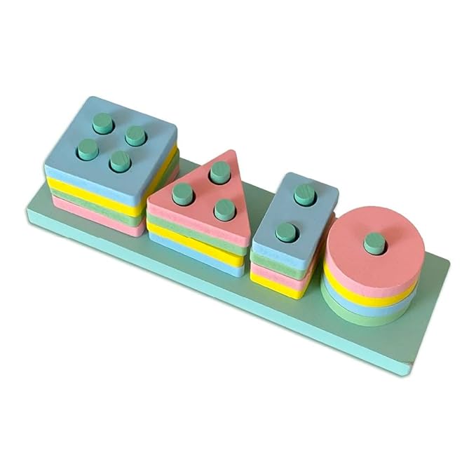 Mini Leaves Wooden Blocks Shapes Board Blocks Sorting and Stacking Montessori Education Geometric Colour Recognition Toys