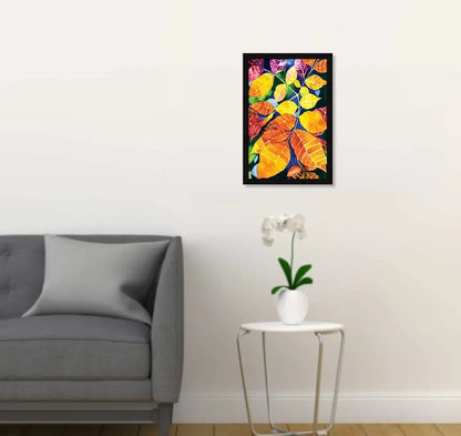 ArtX Paper Watercolors Floral Framed Wall Art Painting Multicolor Abstract Set of 1