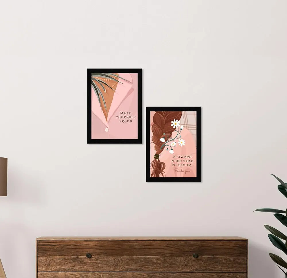 ArtX Paper Women Self Love Motivational Quotes AXDD00119-MOT Wall Frames Set of 2