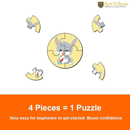 Artvibes Cute Animals Premium Wooden Puzzles for Kids | Jigsaw Puzzles for Kids Age 2-5 | Toddlers Wooden 4 Piece Puzzle | Set of 6