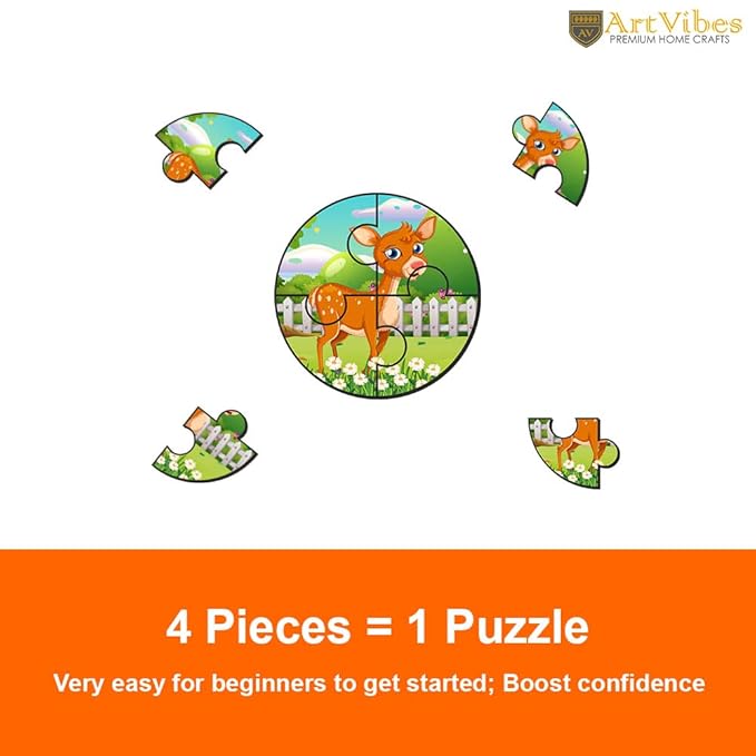 Artvibes Wooden Jigsaw Puzzle Games for Children & Kid's of Age 2-5 Years | Puzzle Toys for Kids | 4 Pieces