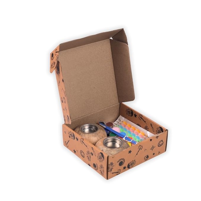 Hobby India Diy Diwali Candle Holder Painting Kit – Handcrafted Wooden Tealight Holders With Painting Supplies | Festive Home Decor