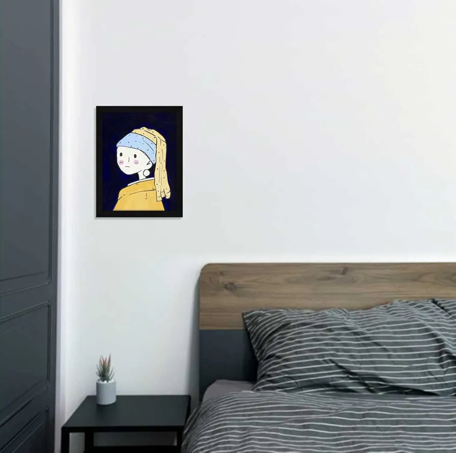 ArtX Paper The Girl With A Pearl Earring Abstract Frame Wall Art Painting