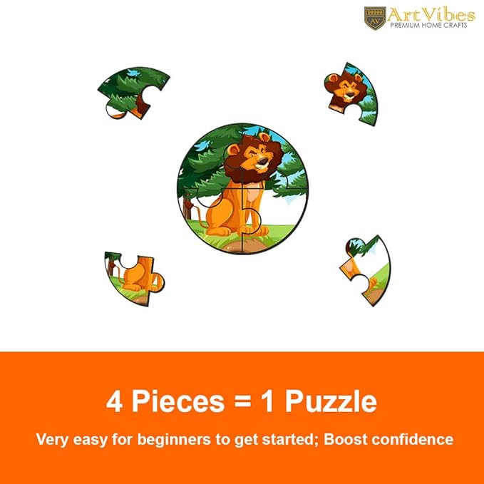 Artvibes Cute Animals Premium Wooden Puzzles for Kids Age 2-5 | 4 Piece Puzzles | Toddlers Wooden Puzzle | Set of 6