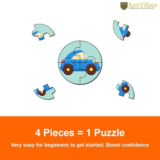 Artvibes Vehicle Premium Wooden Puzzles for Kids | Jigsaw Puzzles for Kids Age 2-5 | Toddlers Wooden 4 Pieces Puzzle | Set of 6