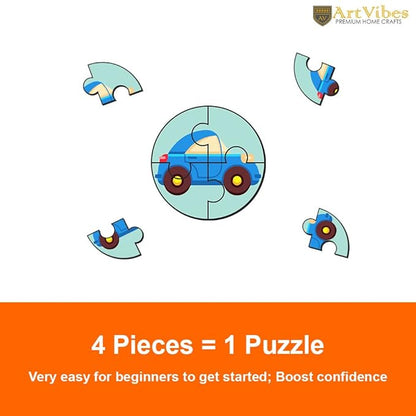 Artvibes Vehicle Premium Wooden Puzzles for Kids | Jigsaw Puzzles for Kids Age 2-5 | Toddlers Wooden 4 Pieces Puzzle | Set of 6