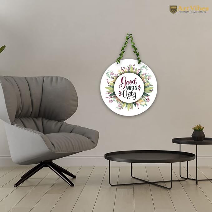 Artvibes Good Vibes Only Wall Hanging for Home | Mdf Wooden Wall Hanger for Wall Decoration | Art Piece for Home Decor